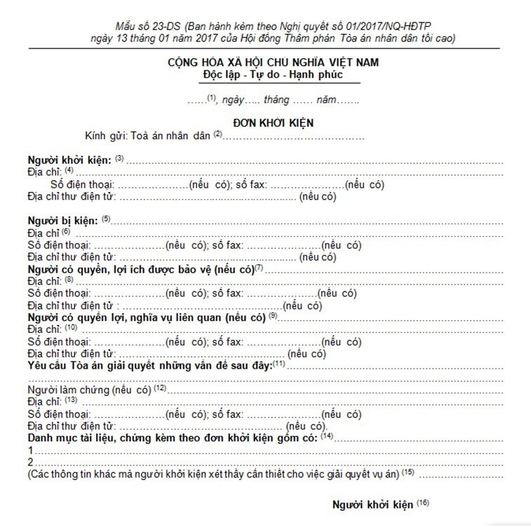 Mẫu đơn ly hôn có chữ ký 2 bên